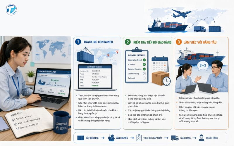 Thực tập sinh logistics theo dõi đơn hàng và vận chuyển